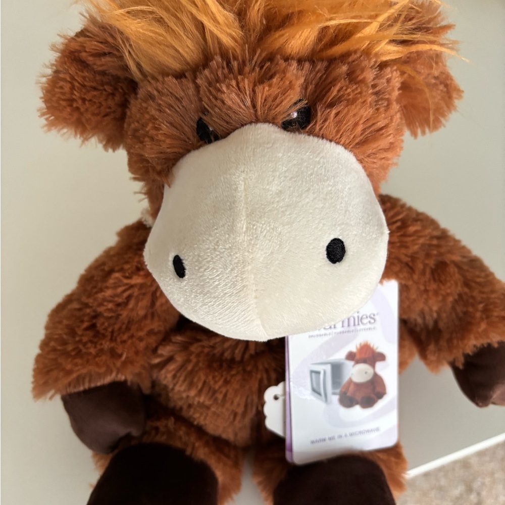 Warmies:
Highland Cow
* Microwave for a fresh lavender scent.